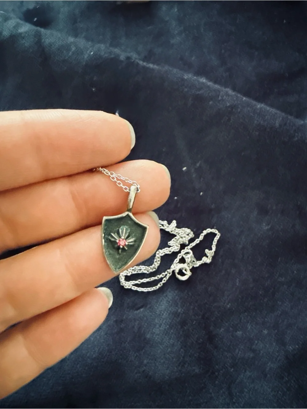 Starburst Hero Shield Pendant with Gemstone - Picture 2 of 3